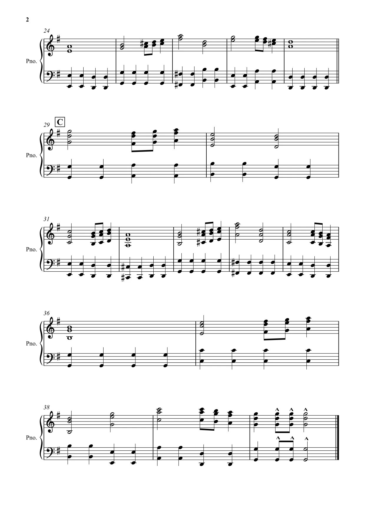 Sheet music page 2 Pomp and Circumstance - Intermediate Version