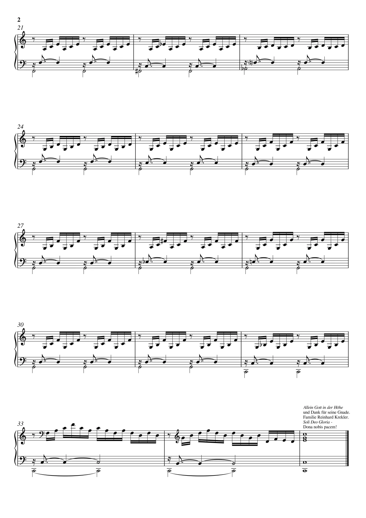 Sheet music page 2 Prelude in C major, BWV 846 - Intermediate Version