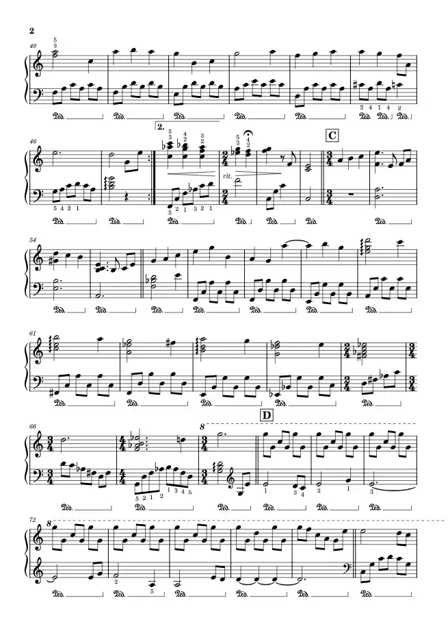 Sheet music page 2 The Promise of the World - Intermediate Version