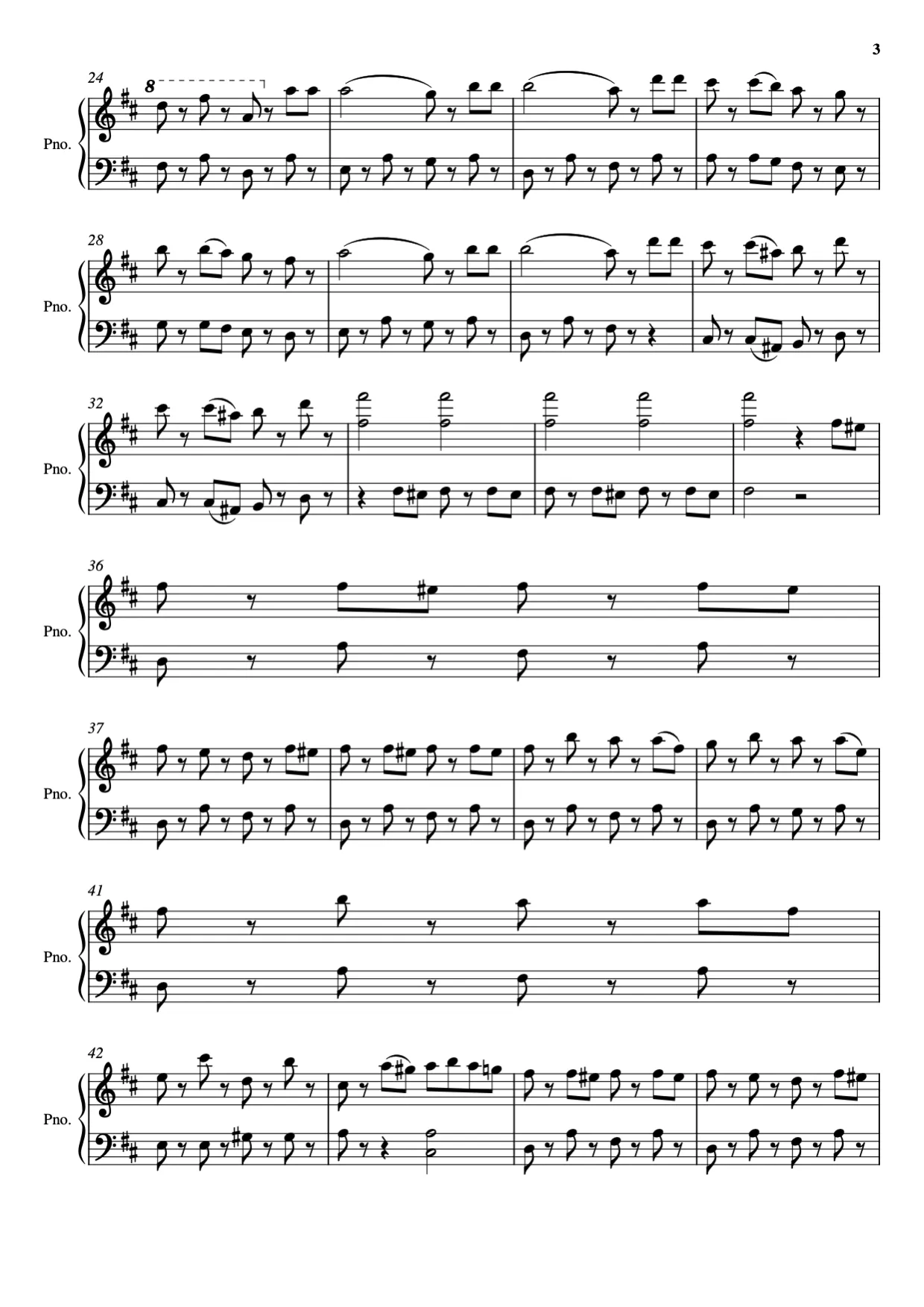 Sheet music page 3, Radetzky March - Intermediate Version