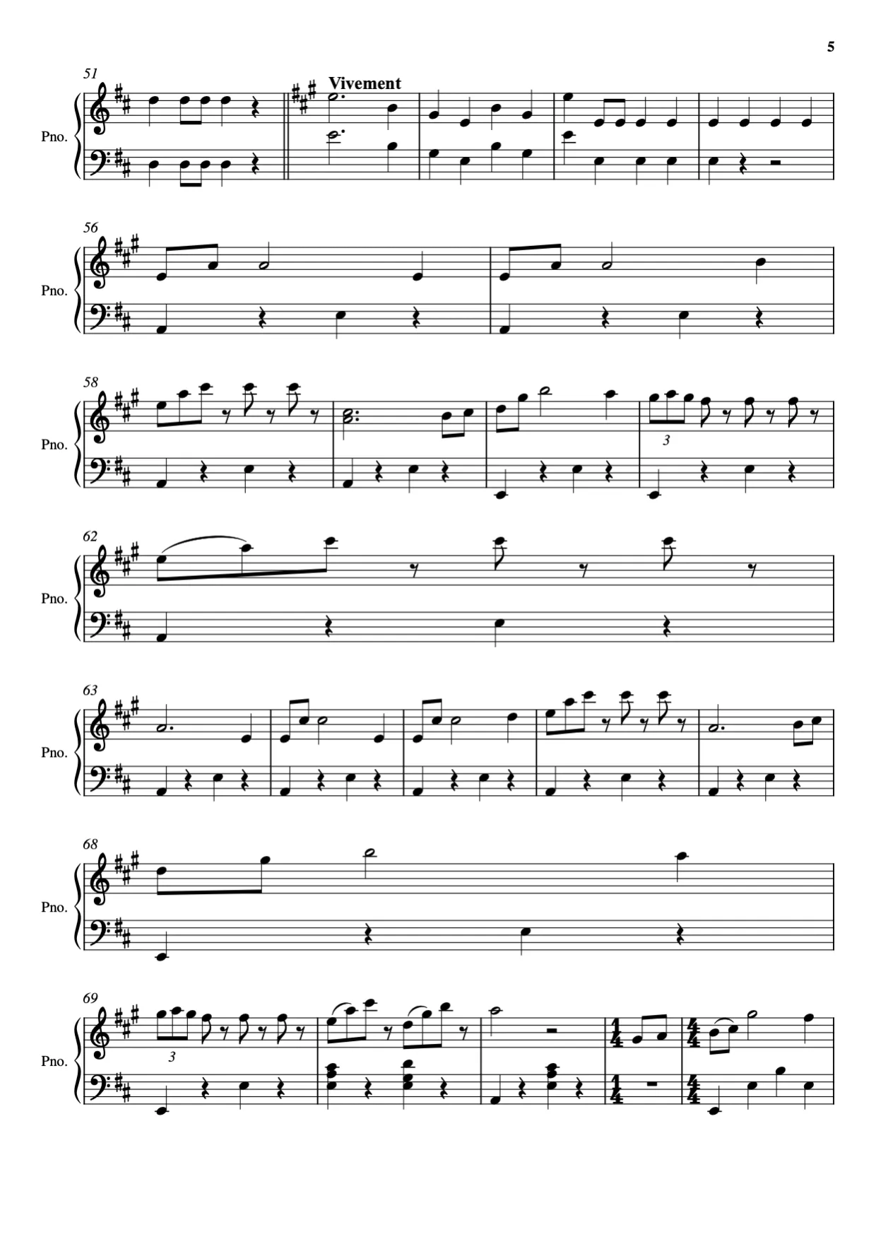 Sheet music page 5, Radetzky March - Intermediate Version