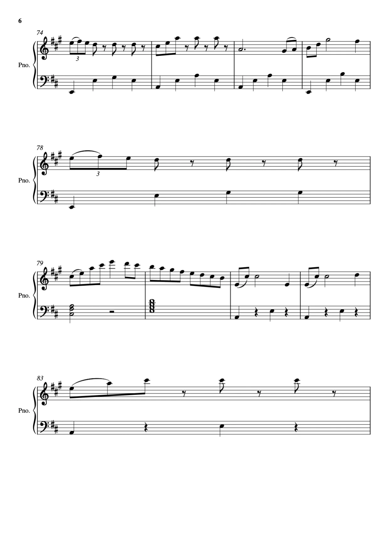 Sheet music page 6, Radetzky March - Intermediate Version