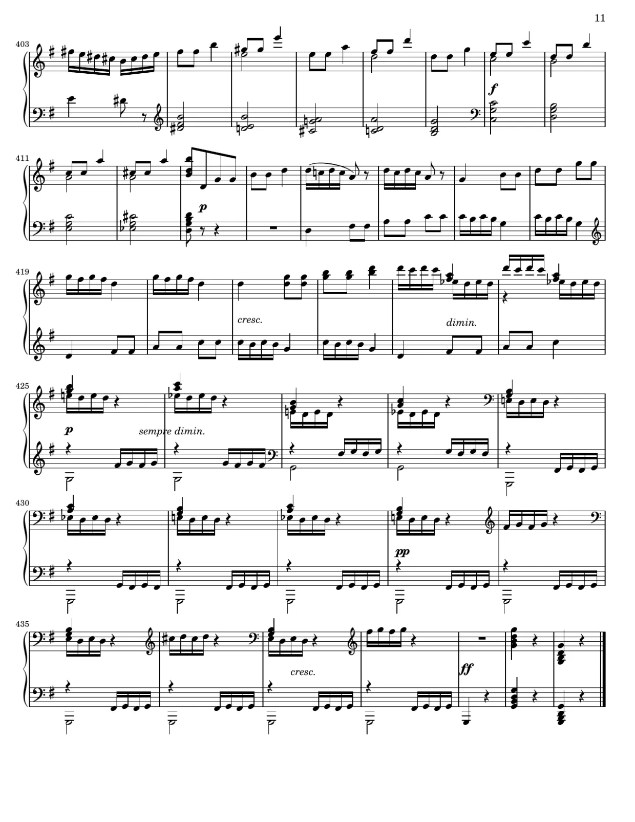 Sheet music page 11, Rage Over a Lost Penny (Rondo a capriccio, Op. 129) - Advanced Version