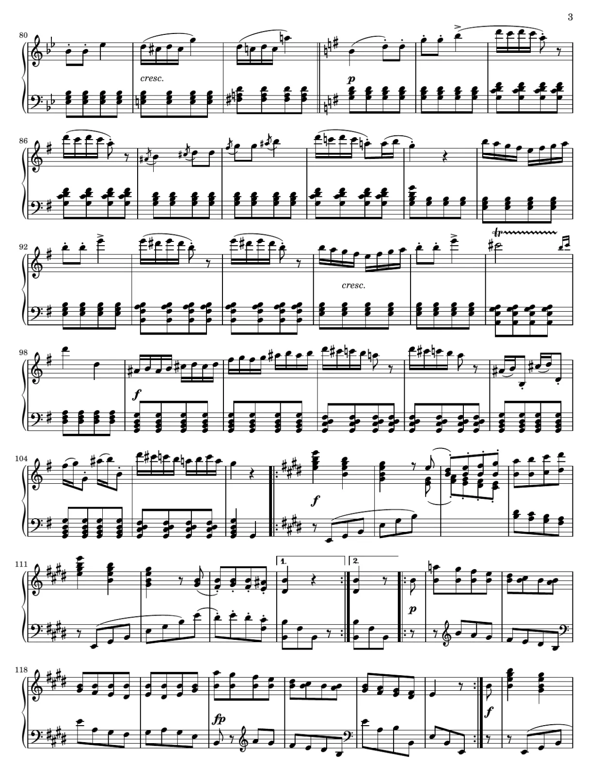 Sheet music page 3, Rage Over a Lost Penny (Rondo a capriccio, Op. 129) - Advanced Version