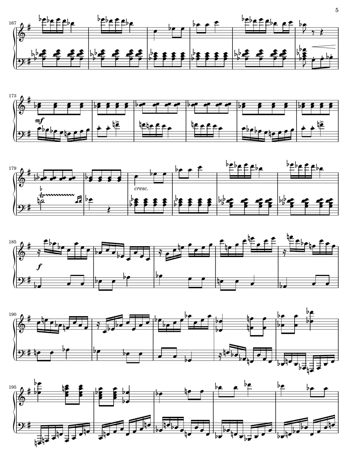 Sheet music page 5, Rage Over a Lost Penny (Rondo a capriccio, Op. 129) - Advanced Version