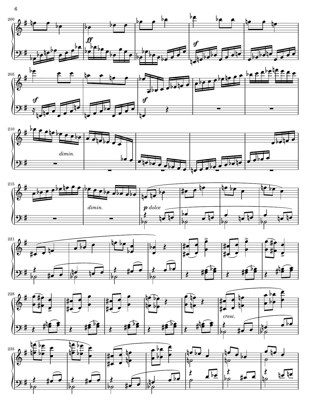 Sheet music page 6, Rage Over a Lost Penny (Rondo a capriccio, Op. 129) - Advanced Version