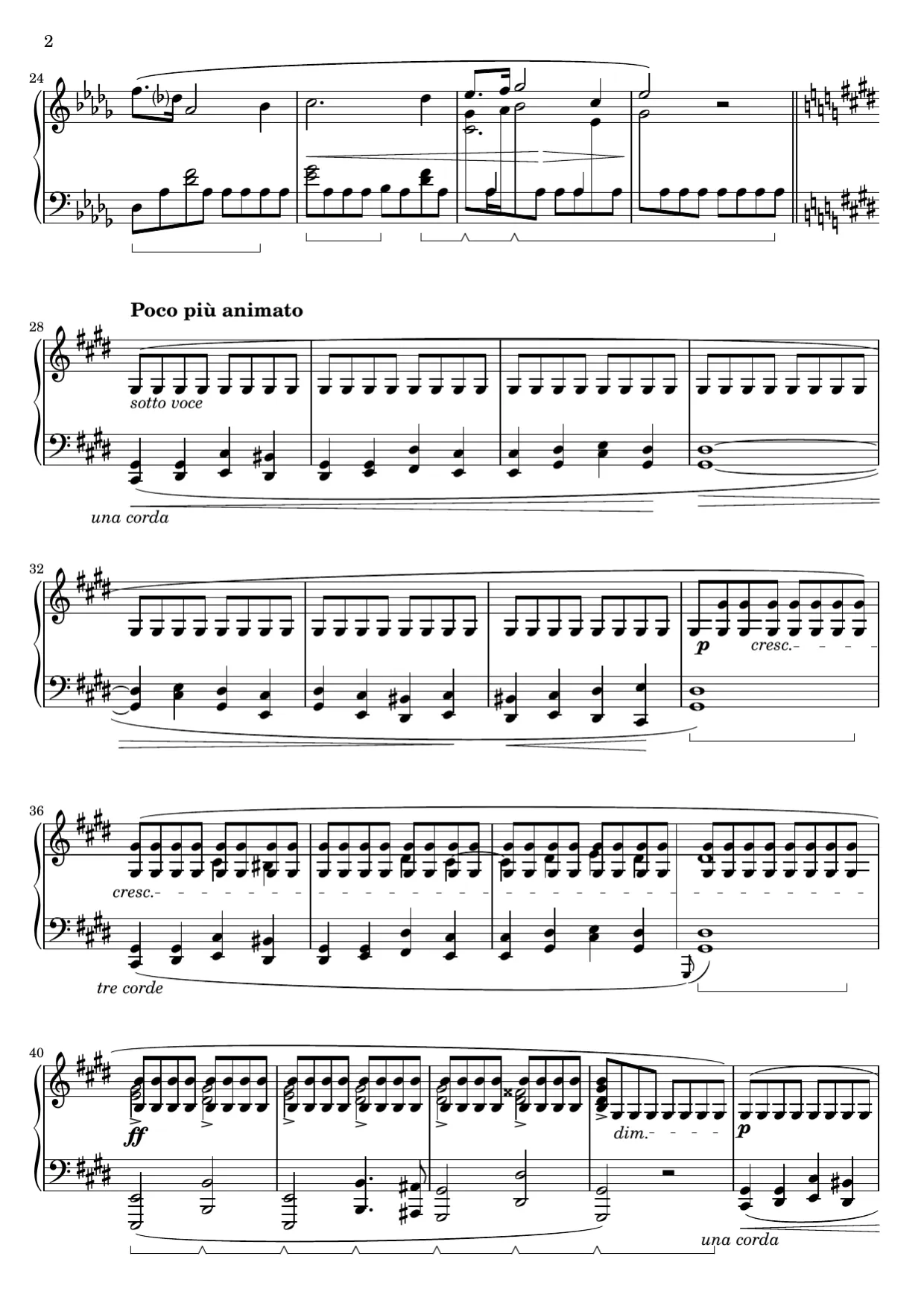 Sheet music page 2, Raindrop Prelude (Op. 28 No. 15) - Advanced Version