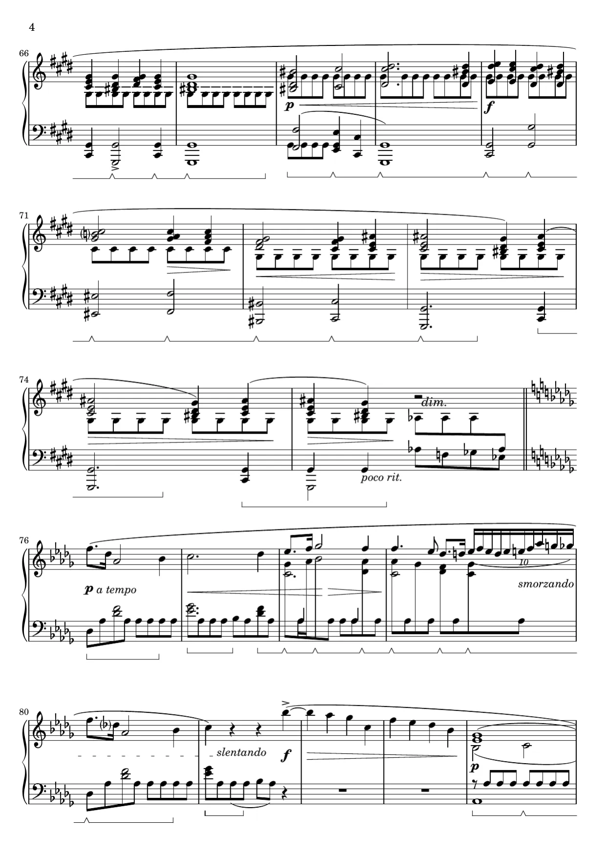 Sheet music page 4, Raindrop Prelude (Op. 28 No. 15) - Advanced Version