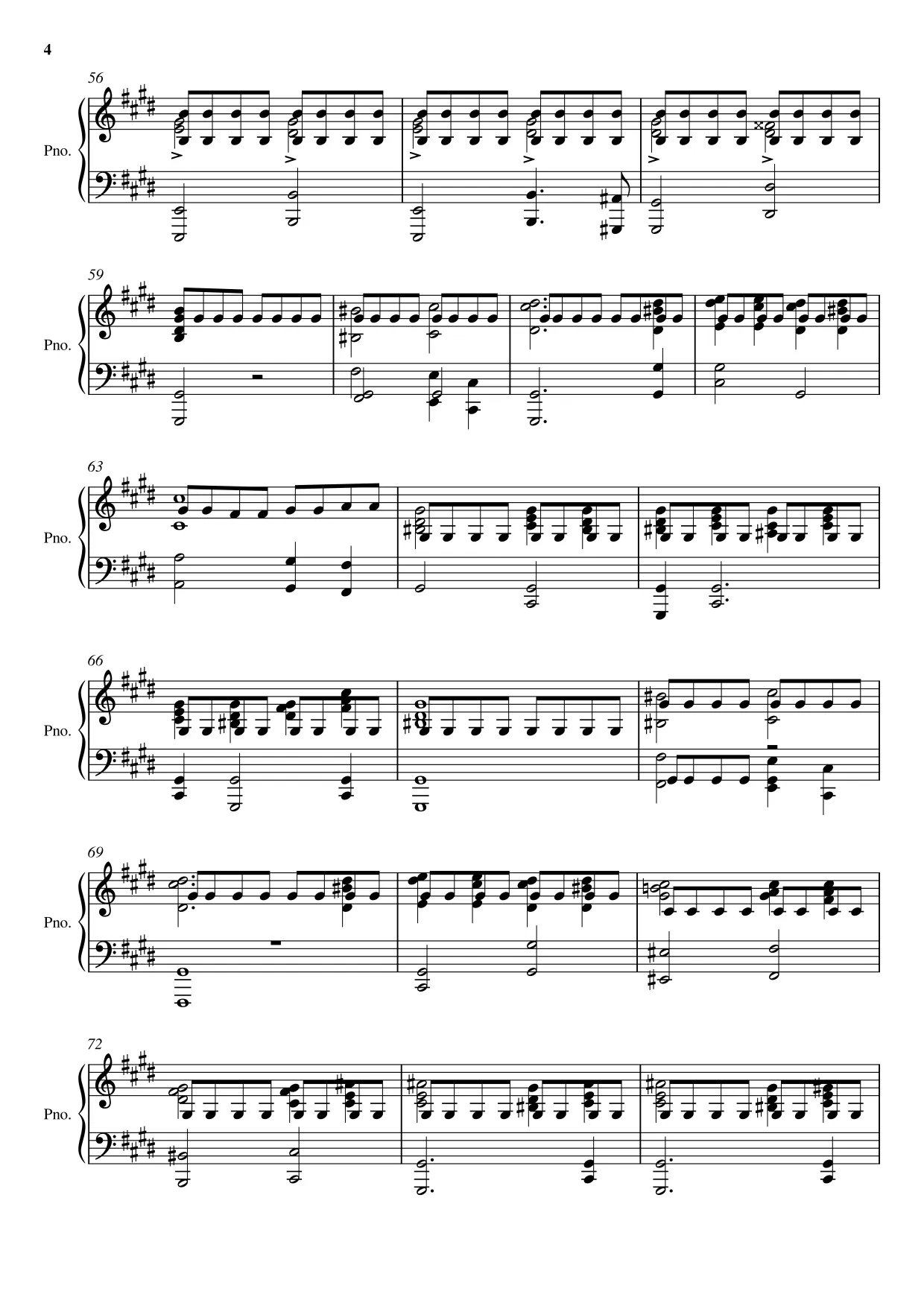 Sheet music page 4 Raindrop Prelude (Op. 28 No. 15) - Beginner Version