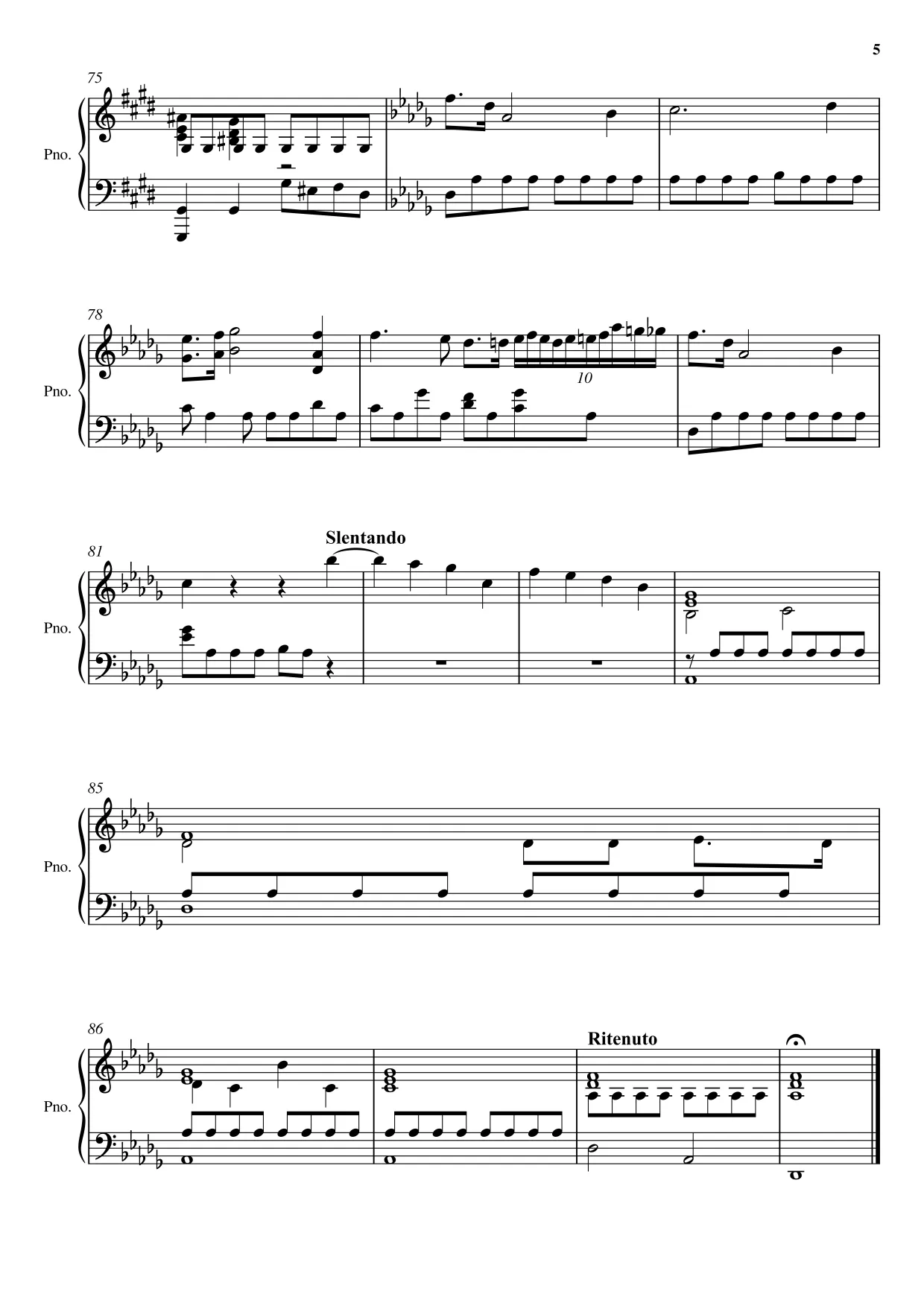 Sheet music page 5 Raindrop Prelude (Op. 28 No. 15) - Beginner Version