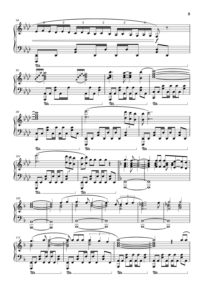 Sheet music page 5 Red Swan - Intermediate Version
