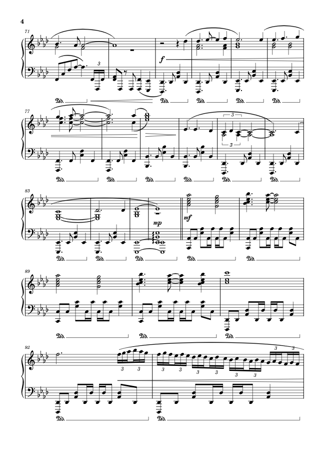 Sheet music page 4 Red Swan - Intermediate Version