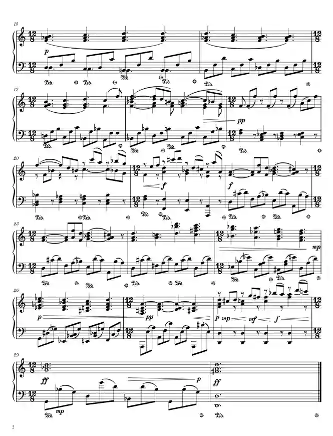 Sheet music page 2 Requiem in D Minor, K.626 (Lacrimosa) - Intermediate Version