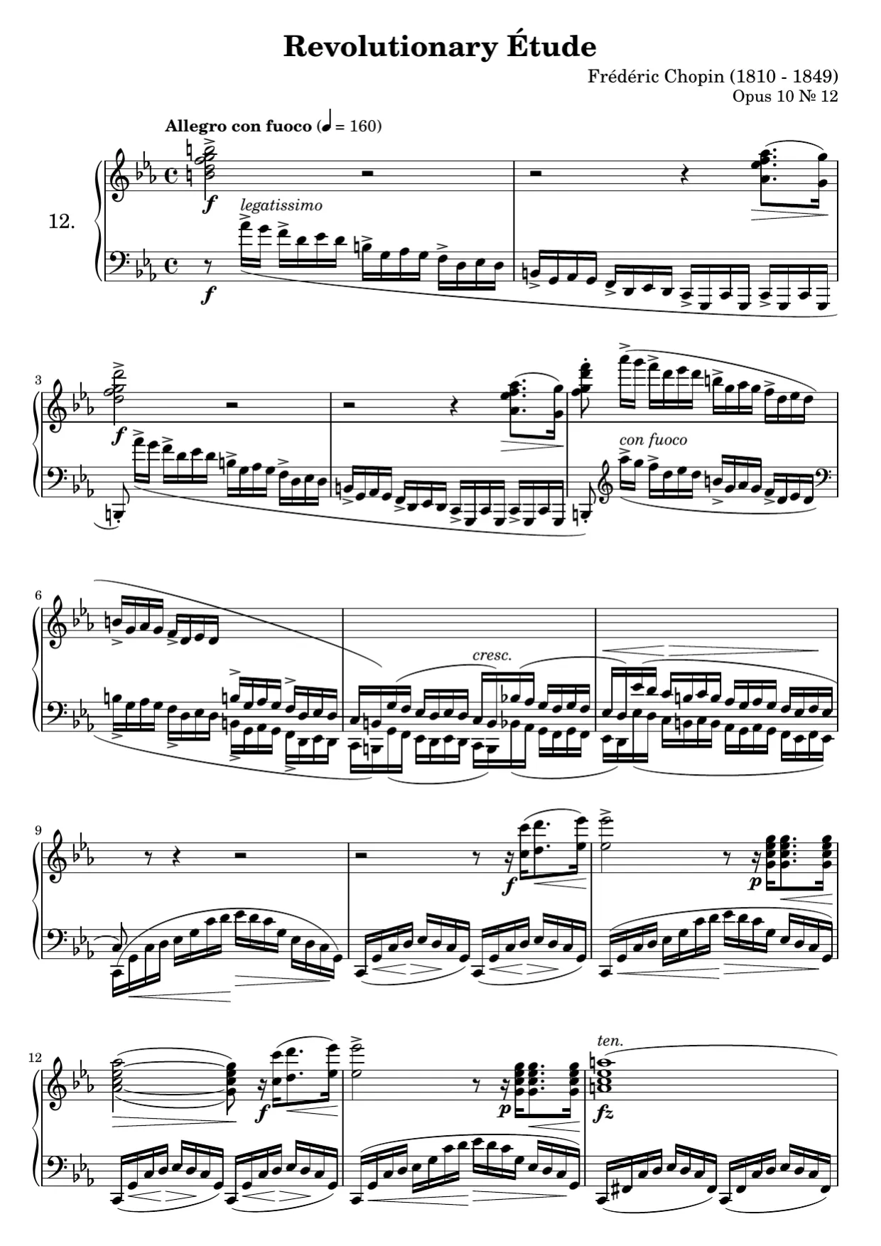 Sheet music page 1, Revolutionary Étude (Op. 10 No. 12) - Advanced Version