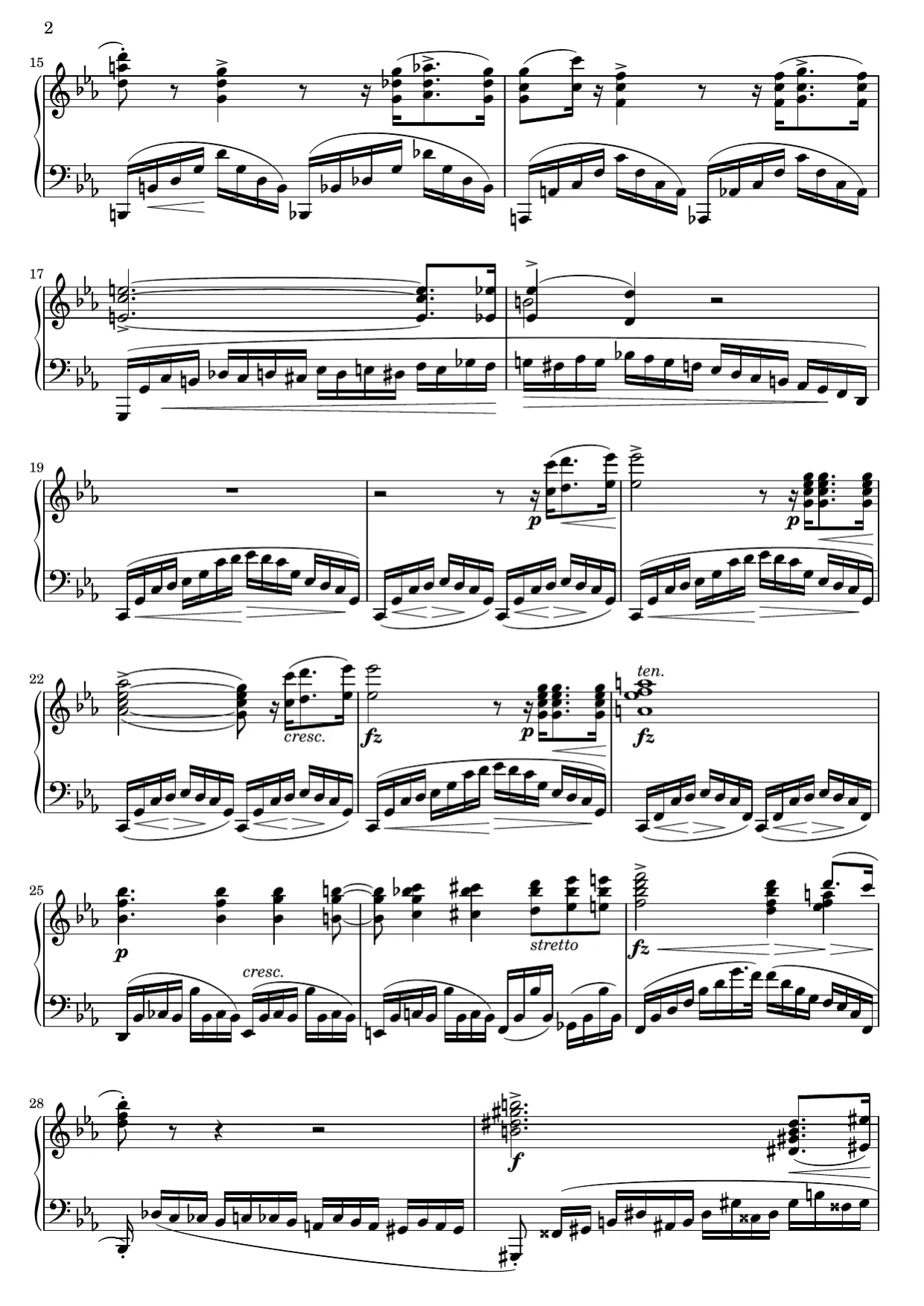 Sheet music page 2, Revolutionary Étude (Op. 10 No. 12) - Advanced Version