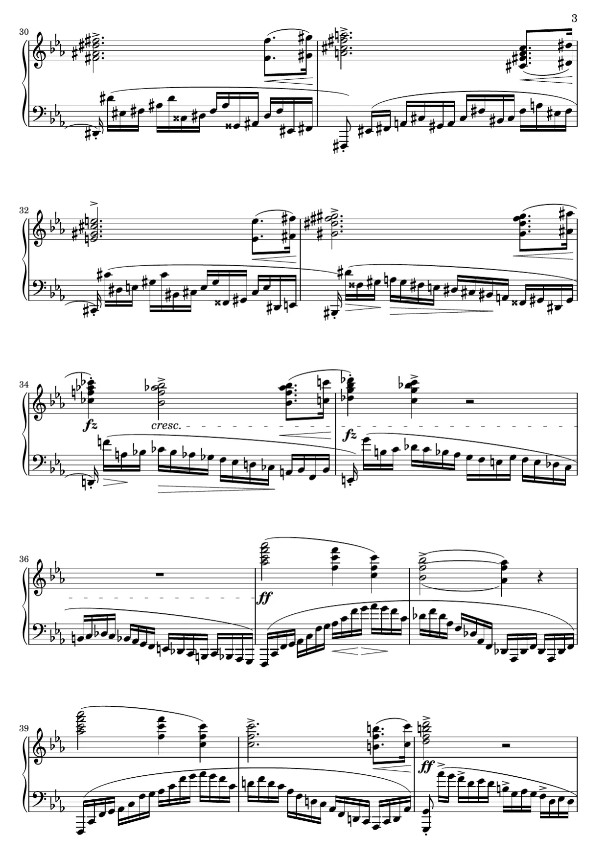 Sheet music page 3, Revolutionary Étude (Op. 10 No. 12) - Advanced Version