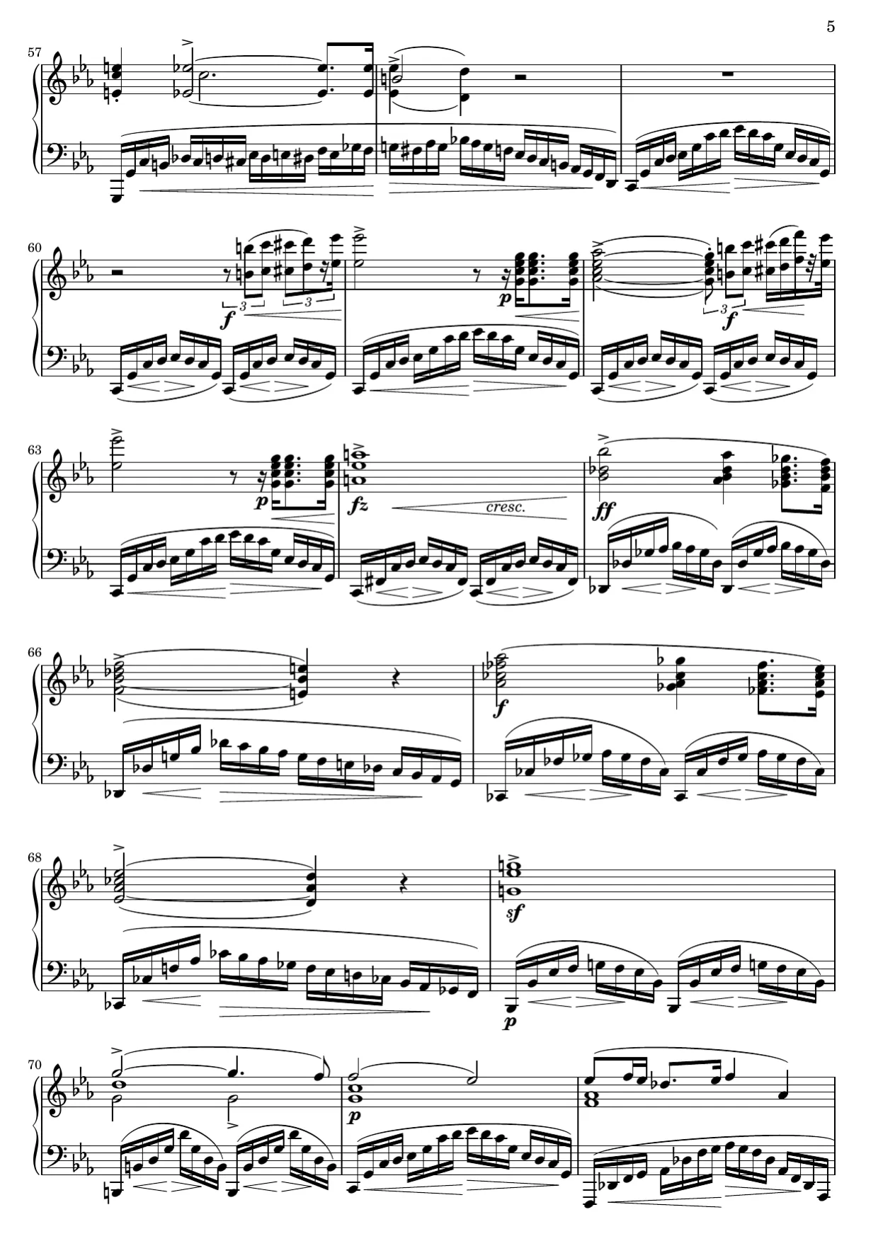 Sheet music page 5, Revolutionary Étude (Op. 10 No. 12) - Advanced Version