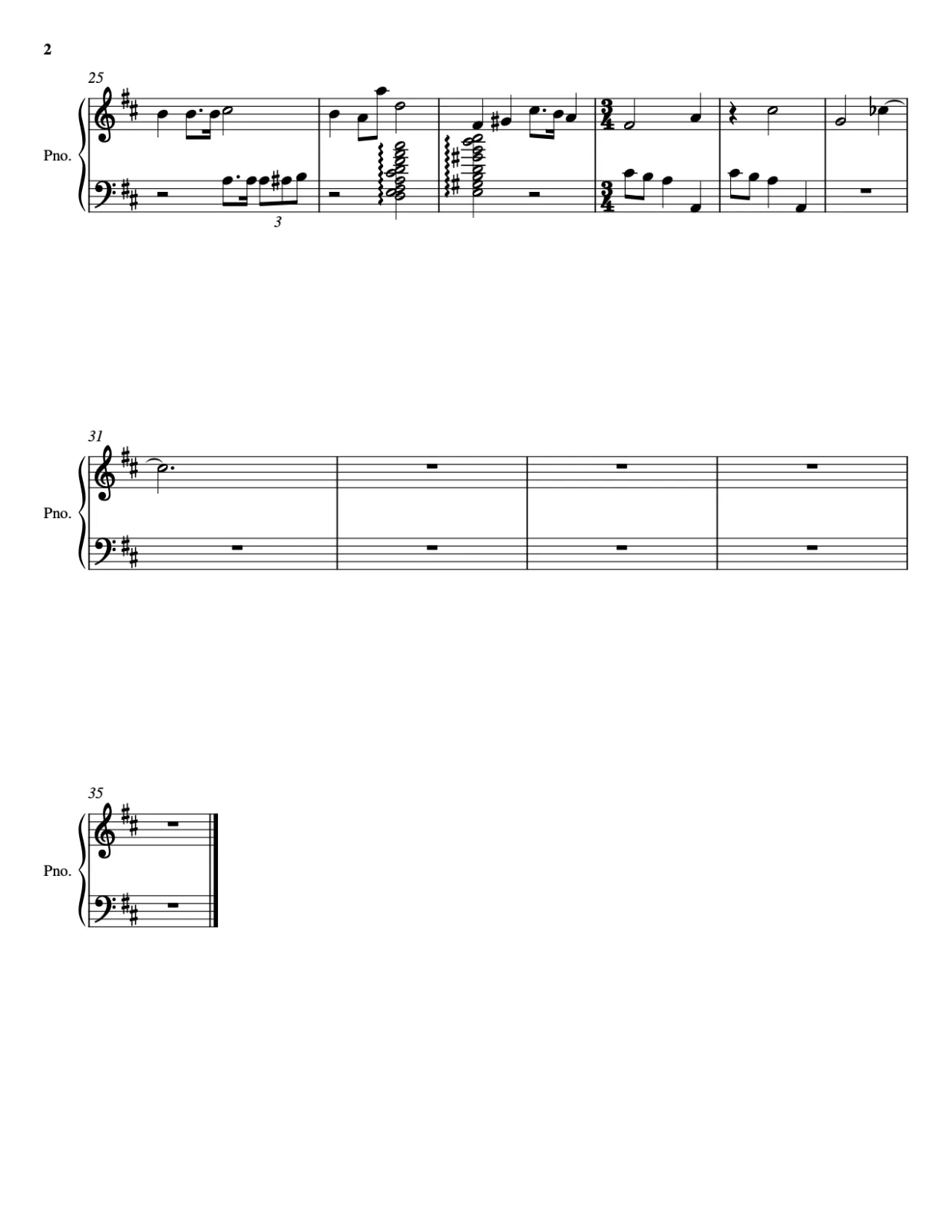 Sheet music page 2, Sakura Sakura - Intermediate Version