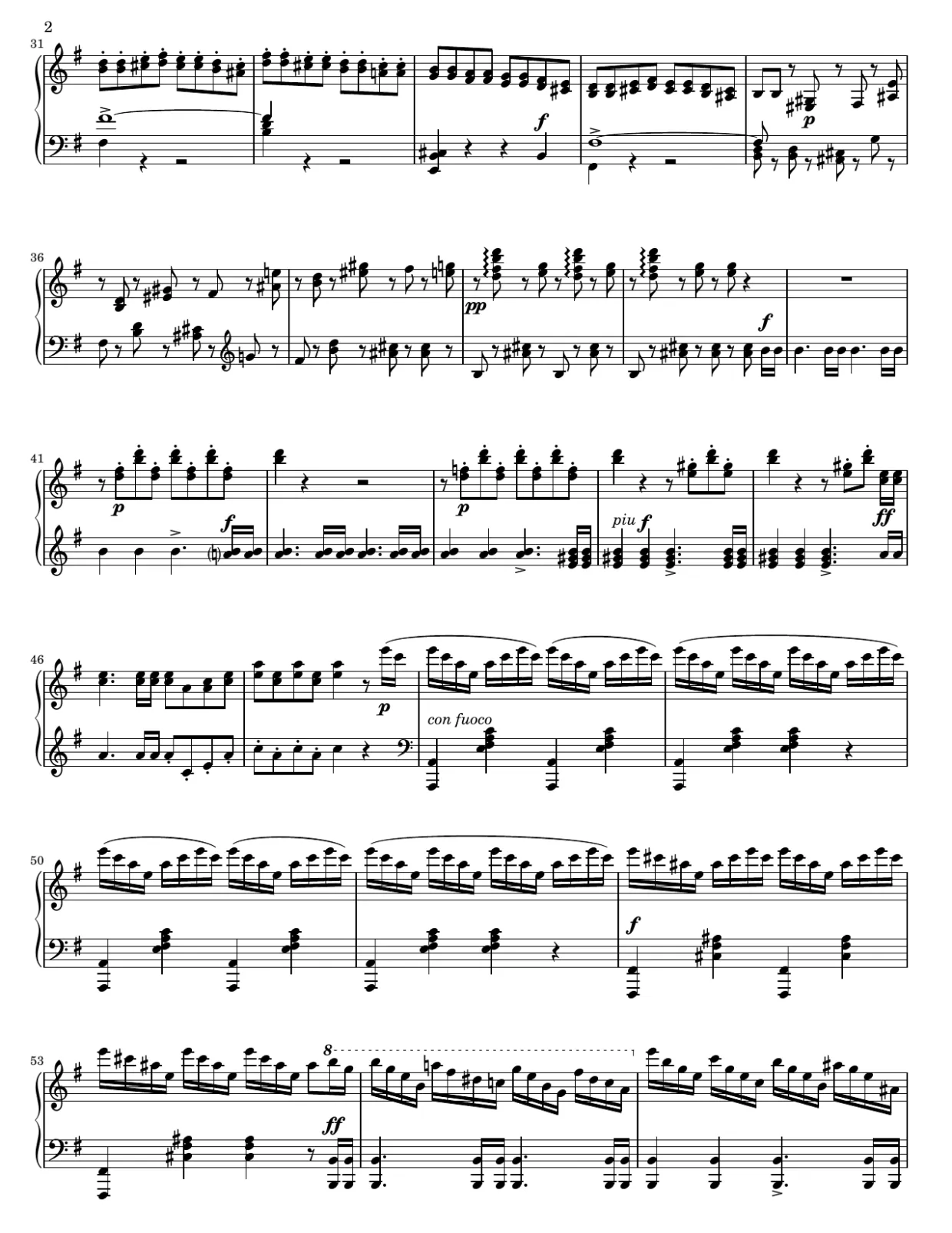 Sheet music page 2, Scherzo in E Minor, Op. 16 No. 2 - Advanced Version