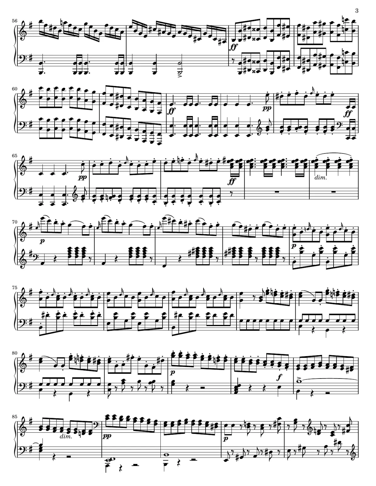 Sheet music page 3, Scherzo in E Minor, Op. 16 No. 2 - Advanced Version