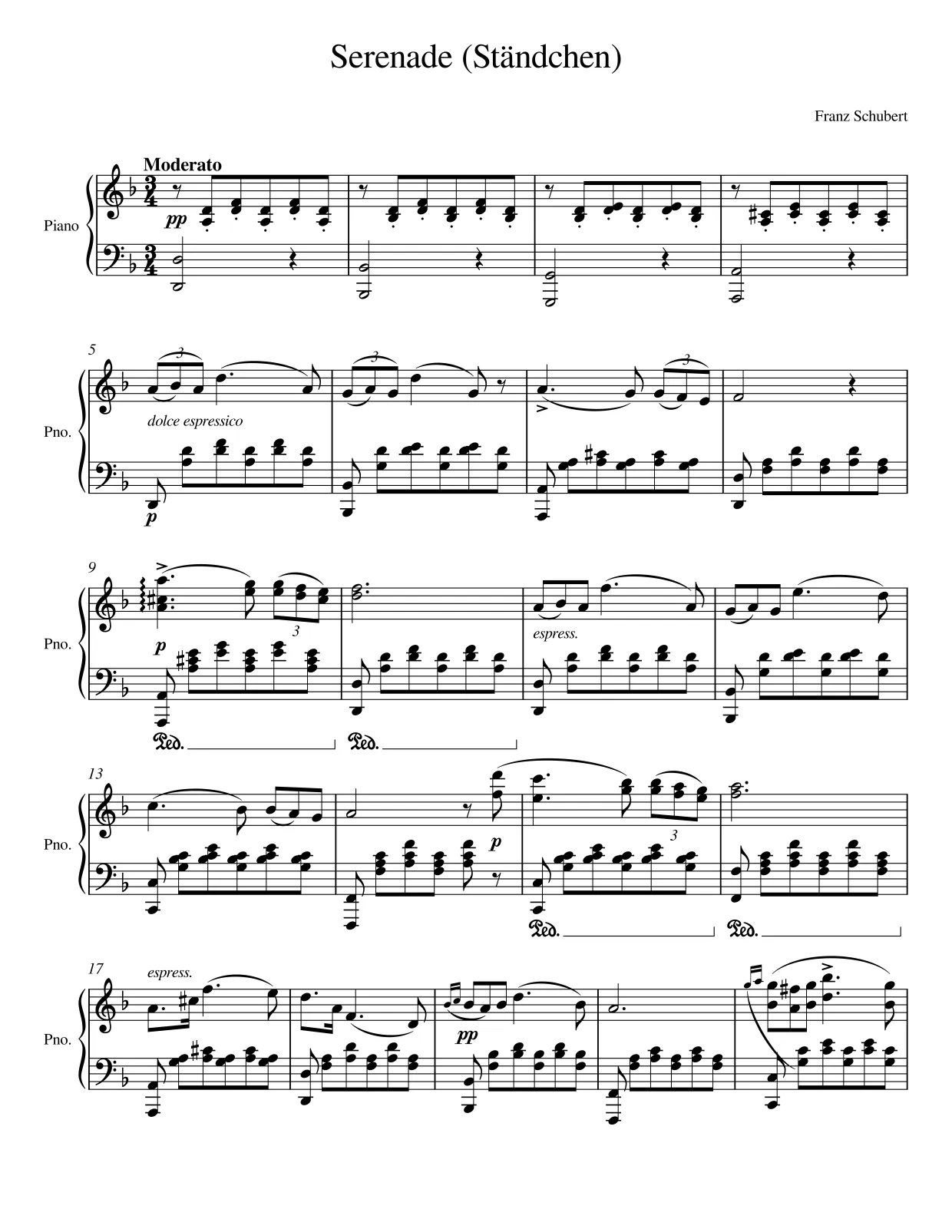 Sheet music page 1 Serenade (Ständchen) - Advanced Version
