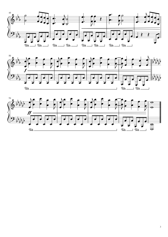 Sheet music page 3 Shinzou wo Sasageyo - Beginner Version