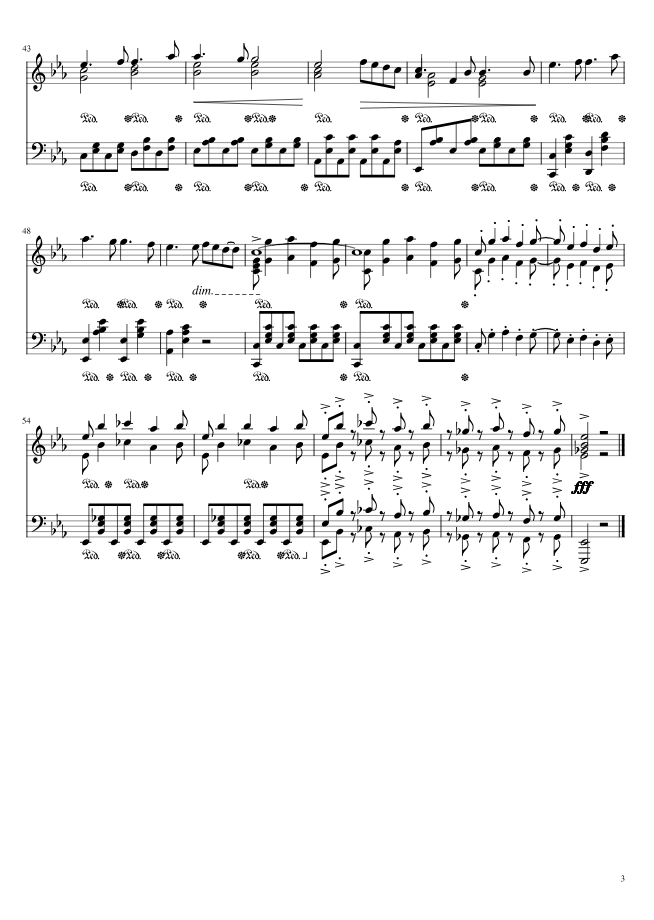 Sheet music page 3 Shinzou wo Sasageyo - Intermediate Version