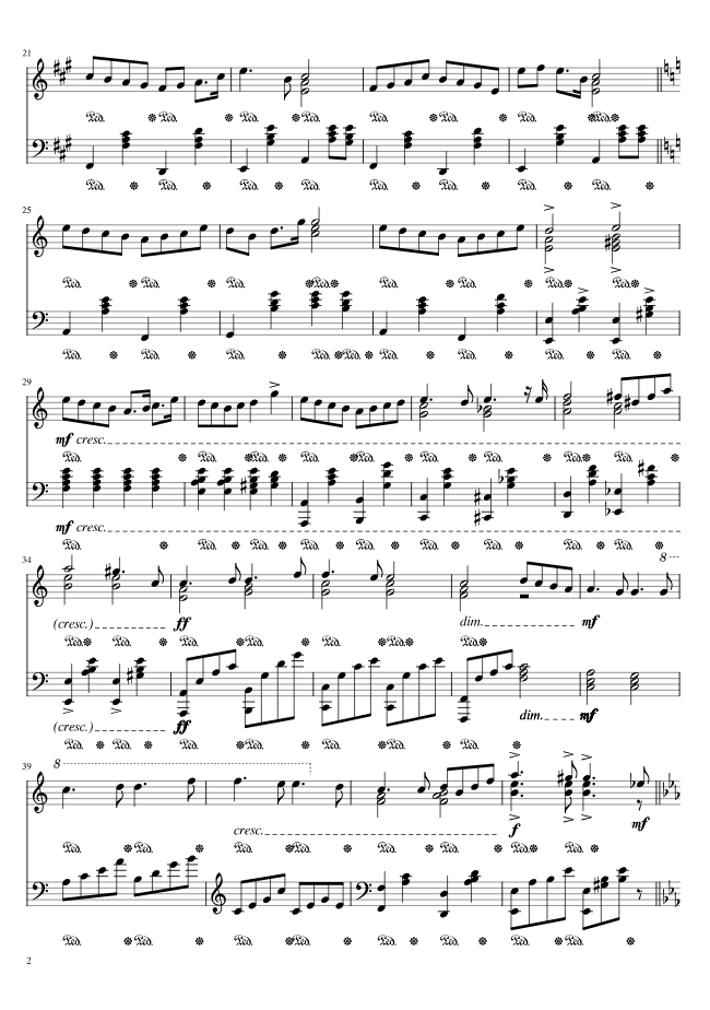 Sheet music page 2 Shinzou wo Sasageyo - Intermediate Version