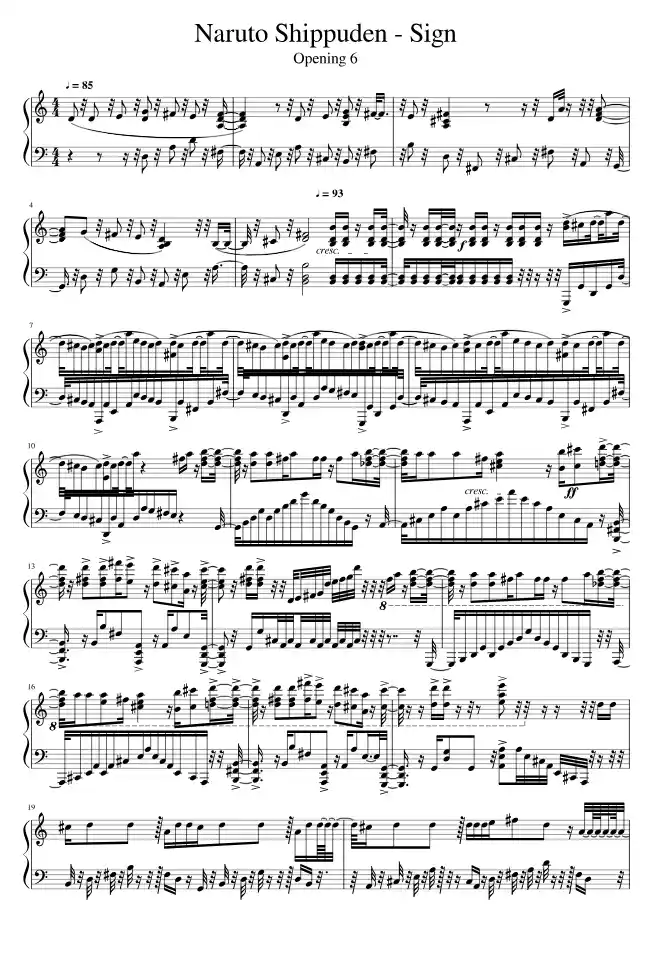 Sheet music page 1 Sign - Advanced Version