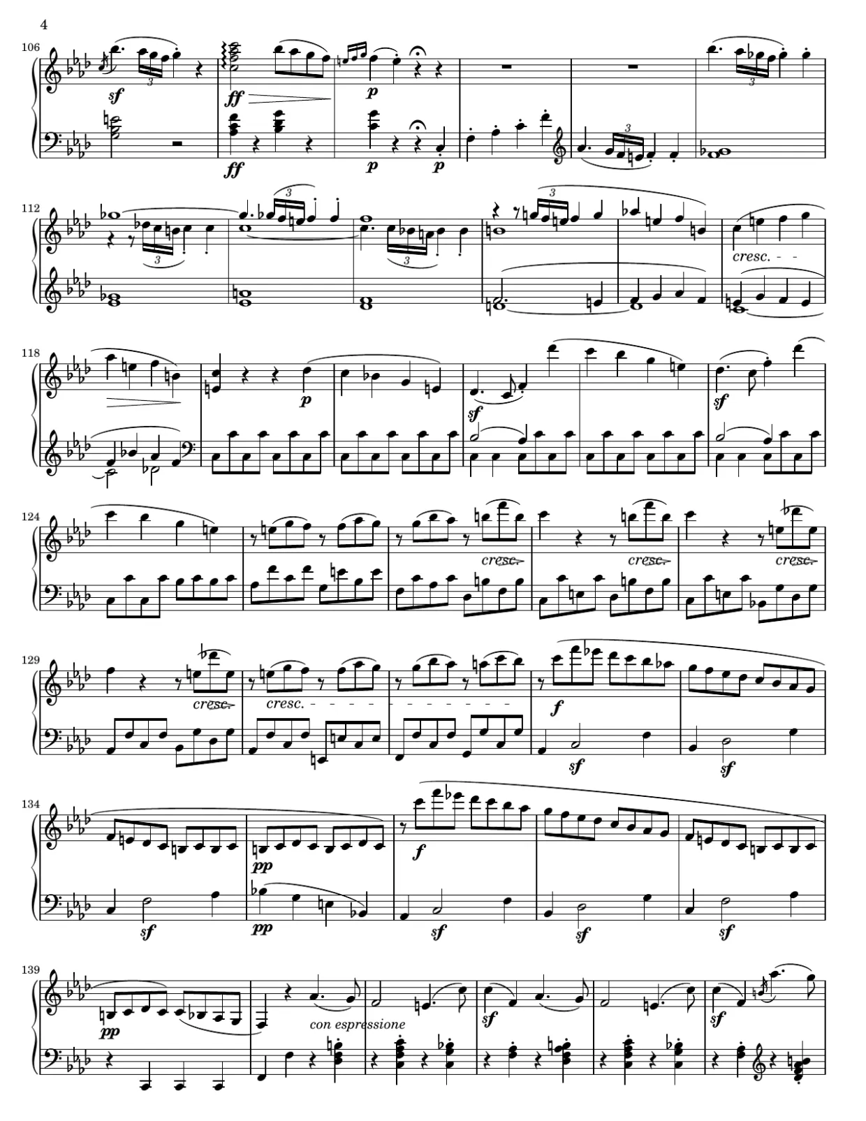 Notenseite 4, Sonate Nr. 1 f-Moll op. 2 Nr. 1 (1. Satz) - Fortgeschrittene Version