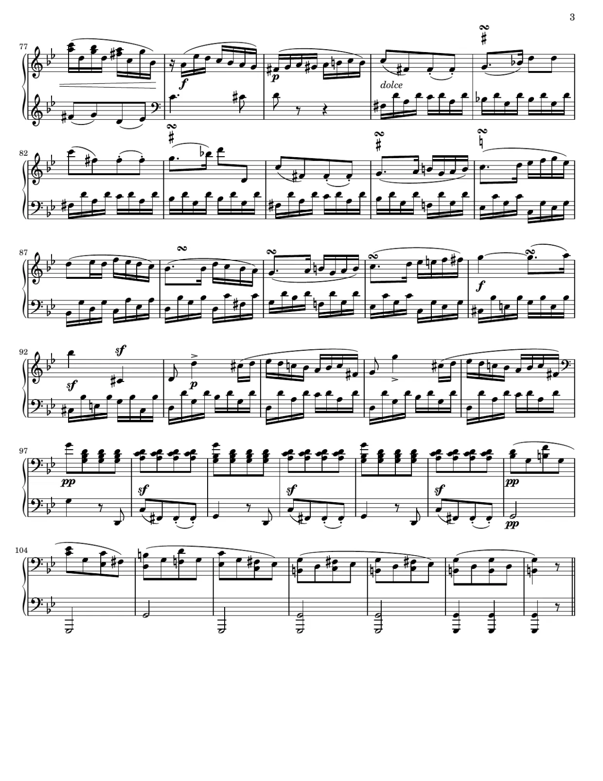 Partition page 3, Sonate n° 19 en sol mineur, op. 49 n° 1 (1er mouvement) - Version Intermédiaire