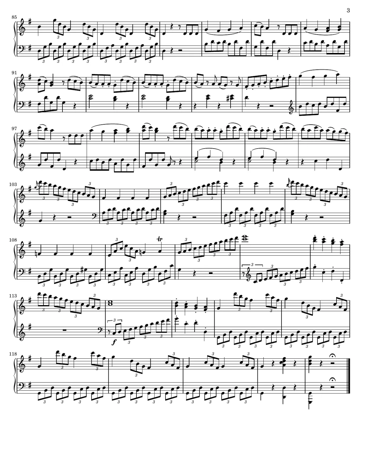 Bladmuziekpagina 3, Sonate nr. 20 in G majeur, op. 49 nr. 2 (1e deel) - Gemiddelde versie