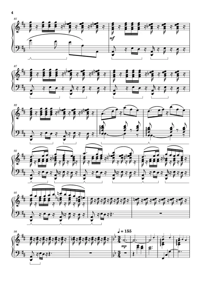 Sheet music page 4 Sophie in Exile - Advanced Version