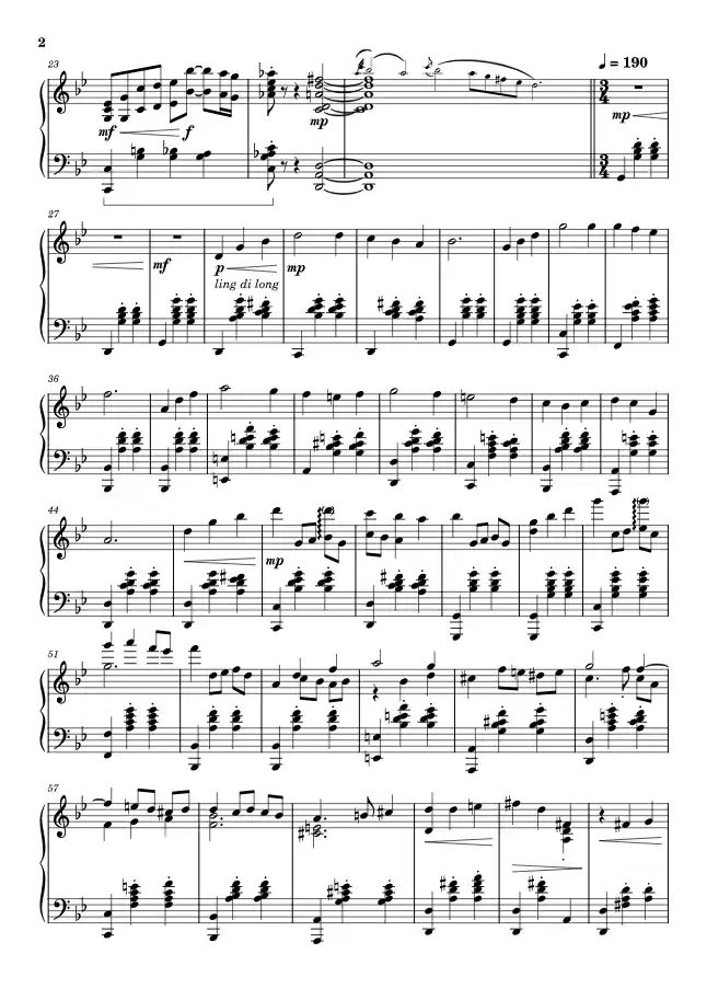Sheet music page 2 Sophie in Exile - Advanced Version