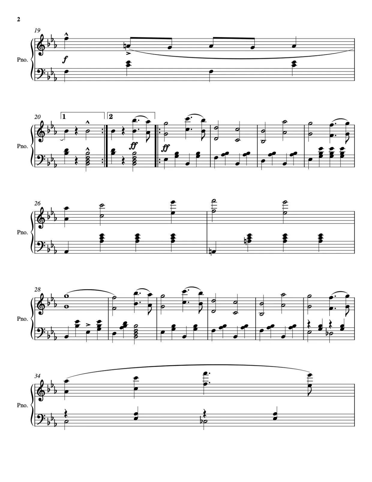 Sheet music page 2, The Stars and Stripes Forever - Advanced Version