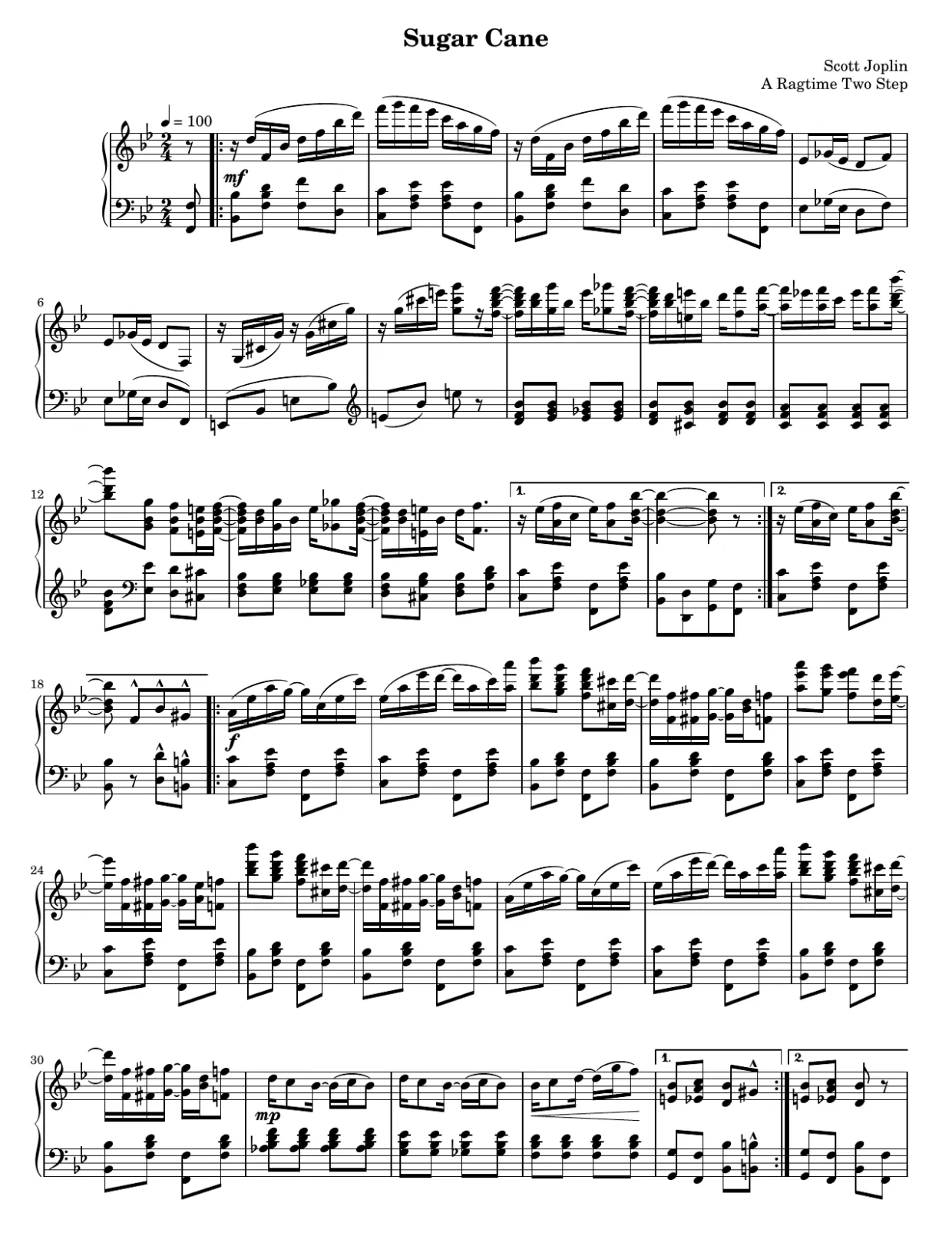 Partition page 1, Sugar Cane - Version Avancée