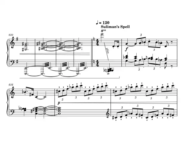 Sheet music page 1 Suliman's Spell - Advanced Version