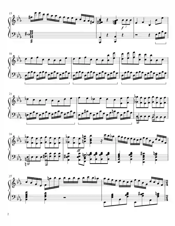 Sheet music page 2 Symphony No. 5 in C minor, Op. 67 - Advanced Version