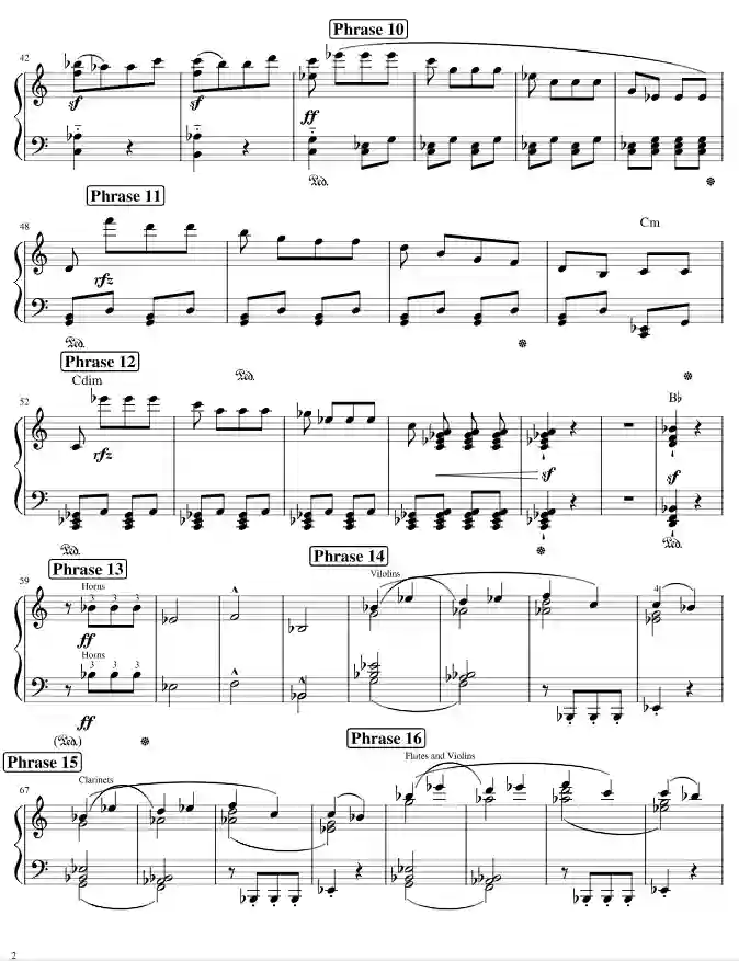 Sheet music page 2 Symphony No. 5 in C minor, Op. 67 - Beginner Version