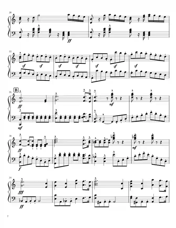 Sheet music page 2 Symphony No. 5 in C minor, Op. 67 - Intermediate Version
