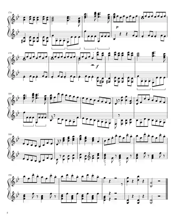 Sheet music page 8 Symphony No. 40 in G Minor, K.550 - Advanced Version