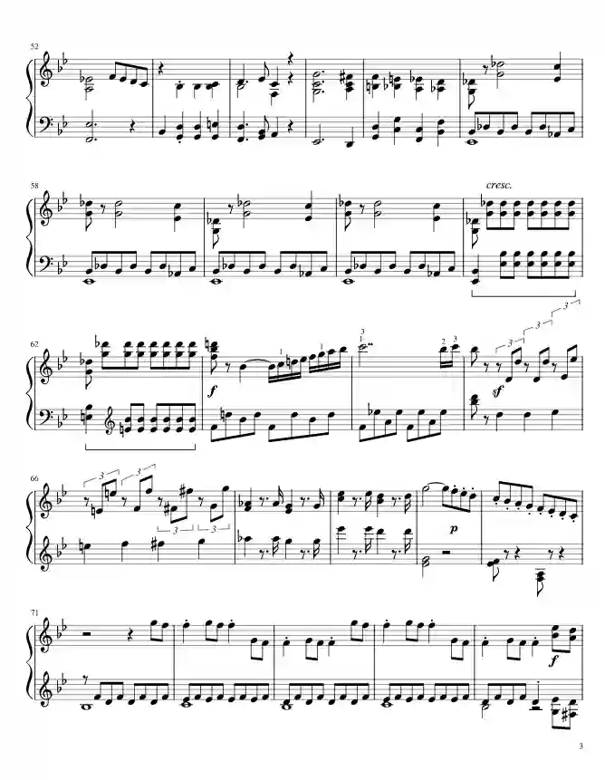 Sheet music page 3 Symphony No. 40 in G Minor, K.550 - Advanced Version