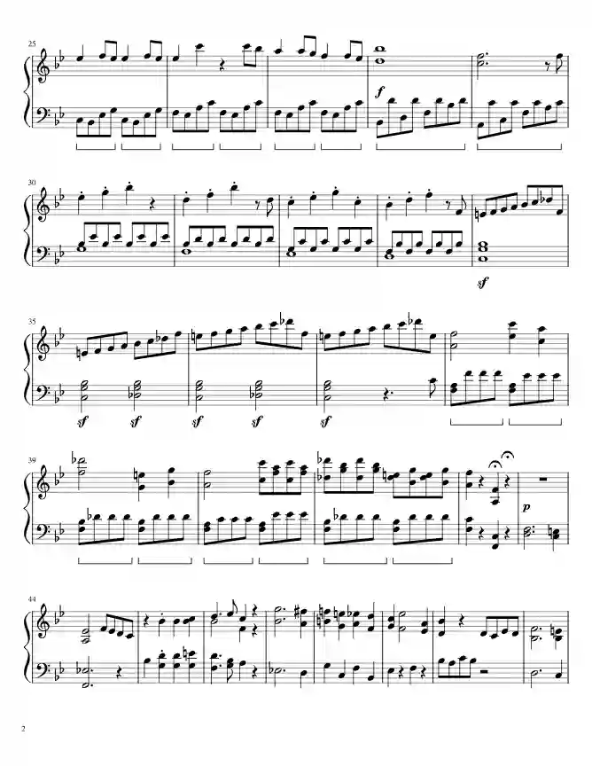 Sheet music page 2 Symphony No. 40 in G Minor, K.550 - Advanced Version