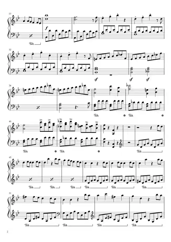 Sheet music page 2 Symphony No. 40 in G Minor, K.550 - Intermediate Version