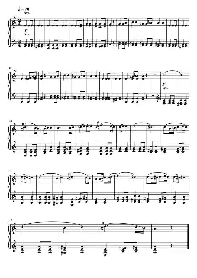 Sheet music page 1 Symphony No. 7, Op.92 in A major - Beginner Version