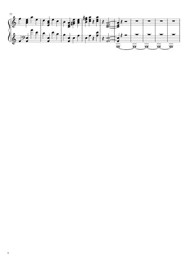 Sheet music page 4 Symphony No. 7, Op.92 in A major - Intermediate Version