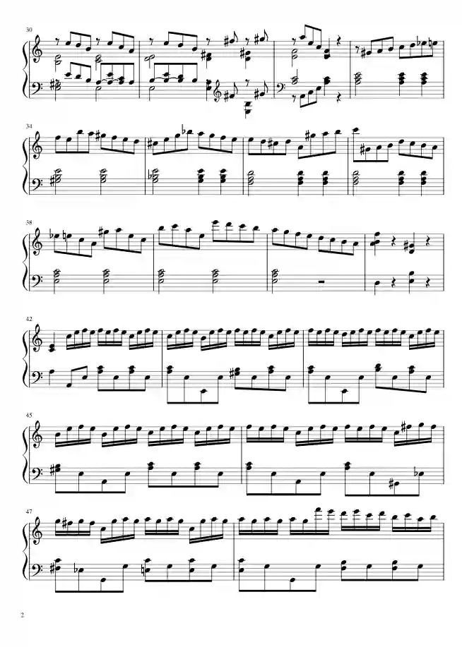 Sheet music page 2 Symphony No. 7, Op.92 in A major - Intermediate Version