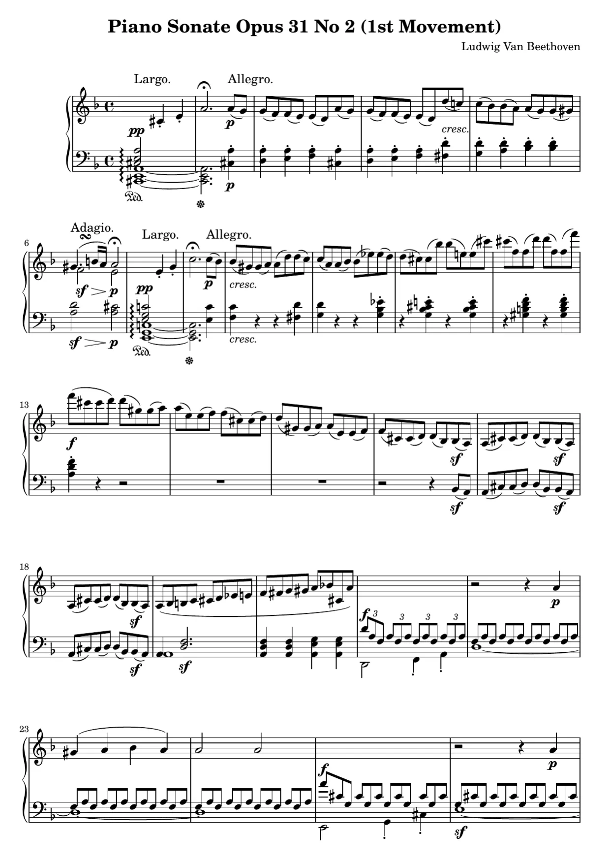 Sheet music page 1, Tempest Sonata (1st Movement) - Advanced Version