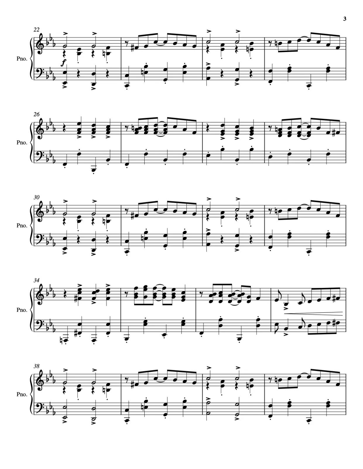 Sheet music page 3, Temptation Rag - Advanced Version