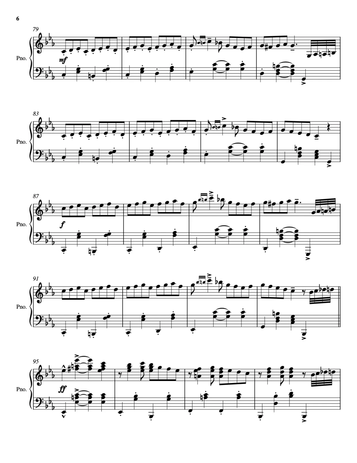 Sheet music page 6, Temptation Rag - Advanced Version